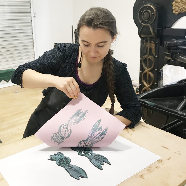 Person making a print